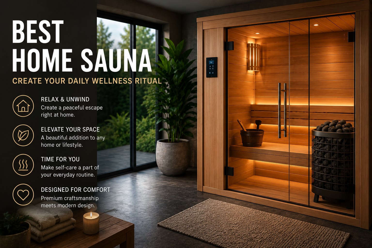 Infrared sauna in a modern home wellness space — lifestyle interior setting