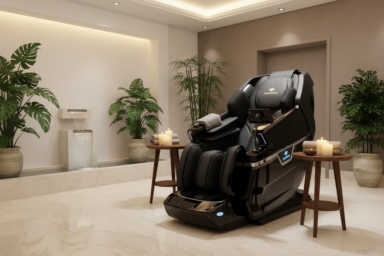 Luxury massage chair in a modern wellness room
