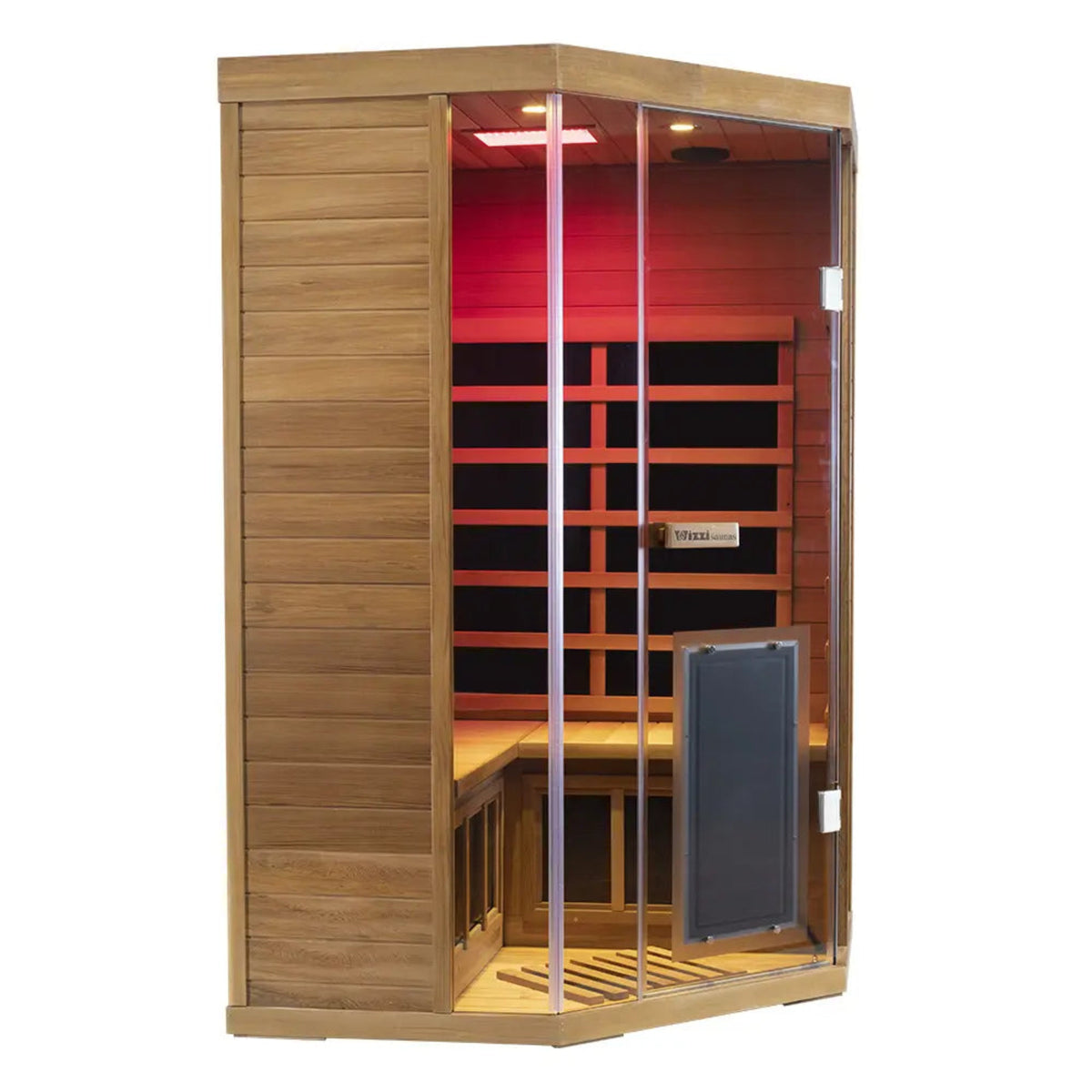 Wizzisaunas S07 Red Cedar infrared sauna –side angle view