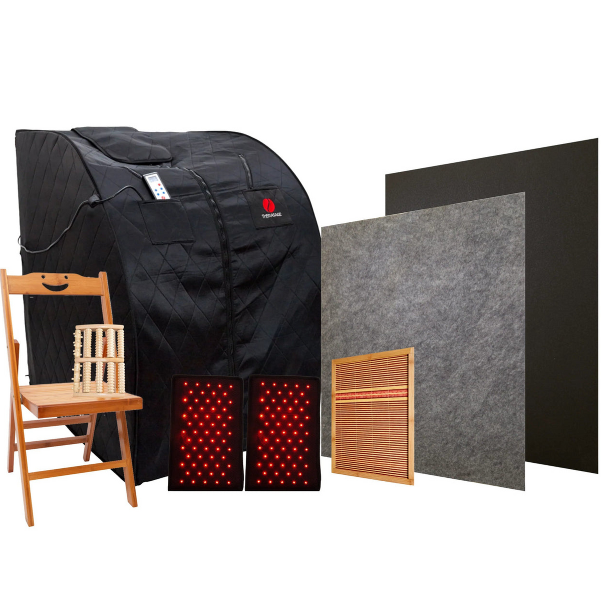 Thera360 Plus Portable Infrared Sauna with accessories.
