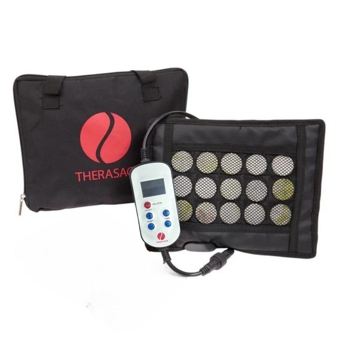 Healing Pad Mini Infrared Heating Pad with remote and carrying case for deep heat.