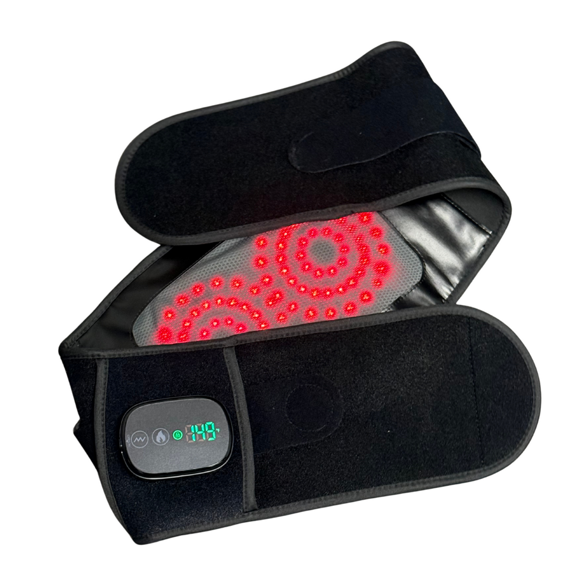 TheraBelt Red Light Therapy Belt with red LED lights and adjustable ergonomic design.