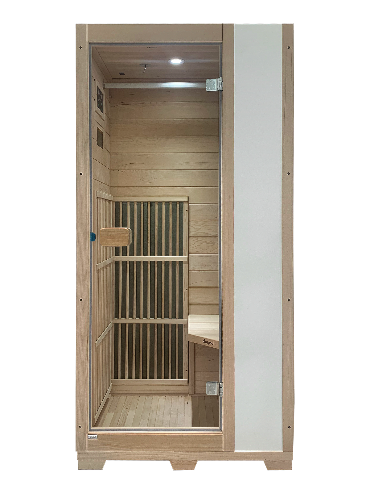 Blisspod Vienna 1-Person Far Infrared Sauna made of Canadian Hemlock with low EMF features.
