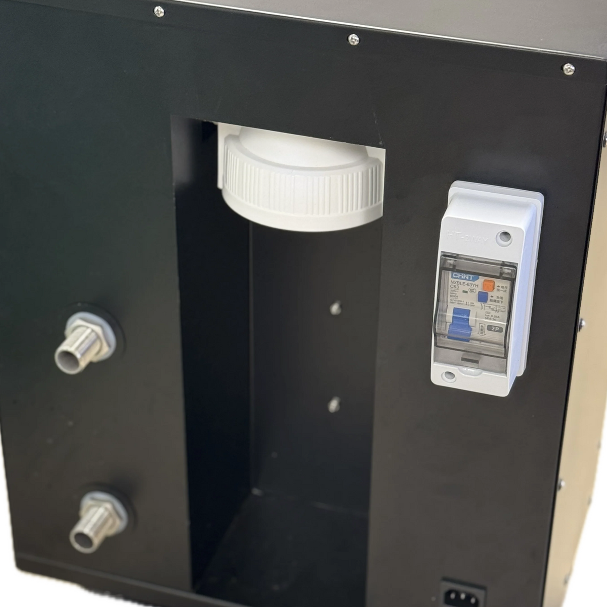 Close-up of TheraFrost Flow unit showcasing advanced filtration and control panel for ice bath efficiency.