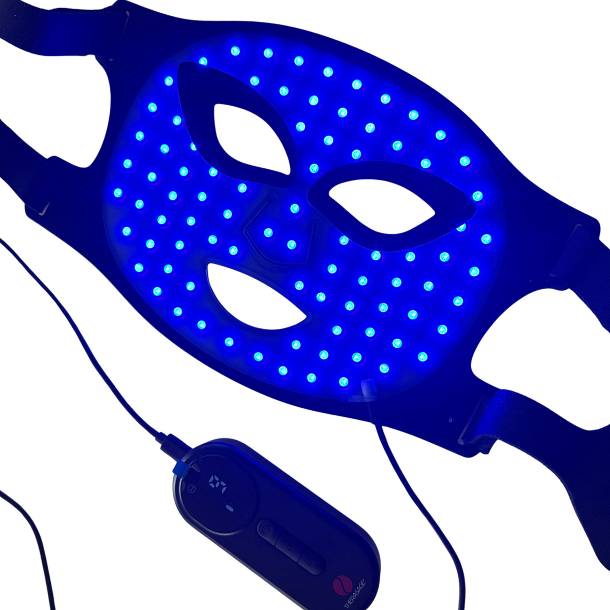 TheraGlow Mask2Go™ Red Light Therapy LED Face Mask with blue lights and controller for face