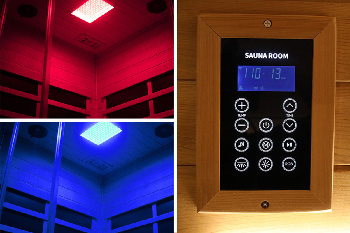 Wizzisaunas S07 Red Cedar infrared sauna –controler view