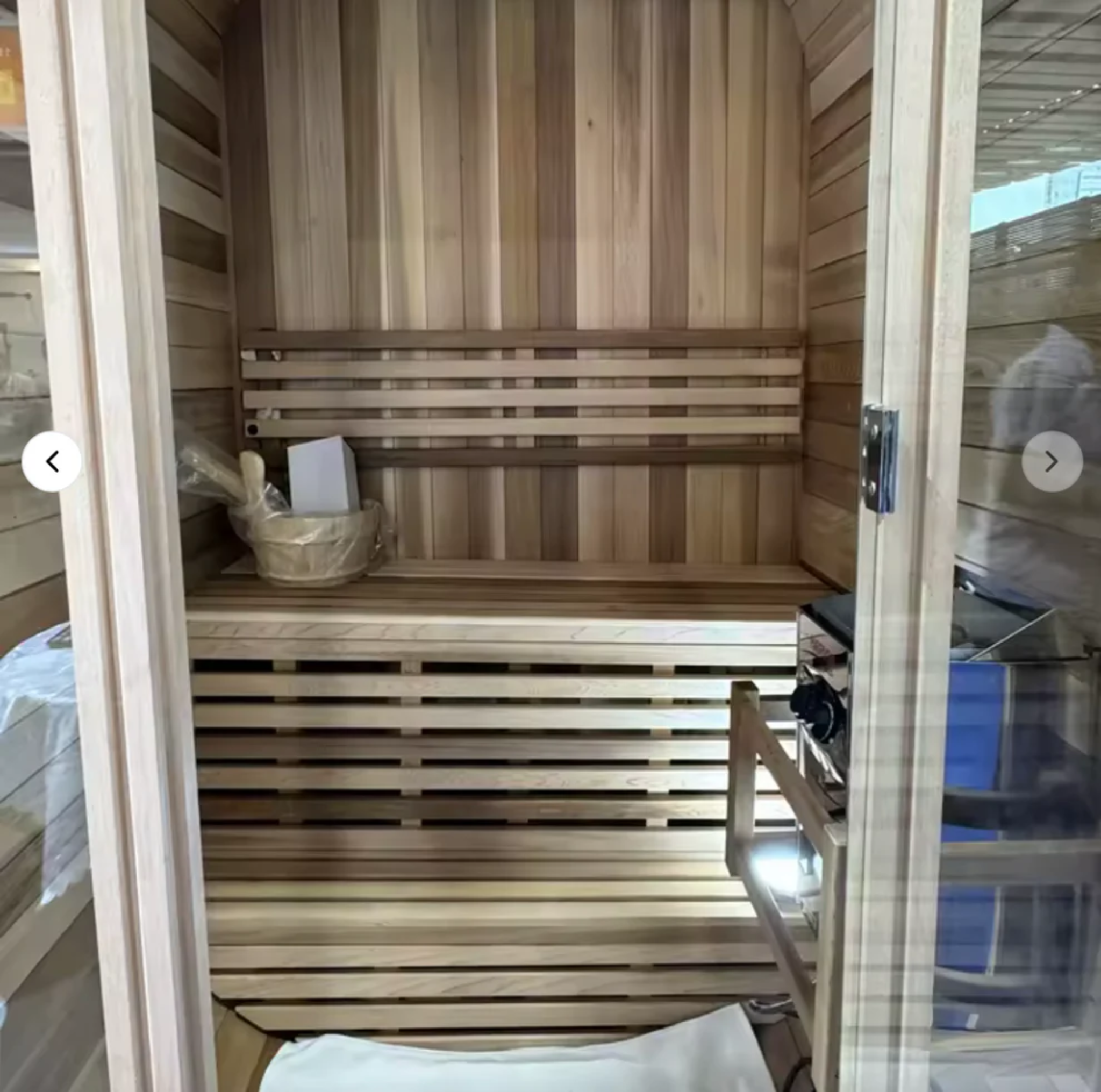 Auris One Luxury Outdoor Cedar Sauna – Interior Bench Seating