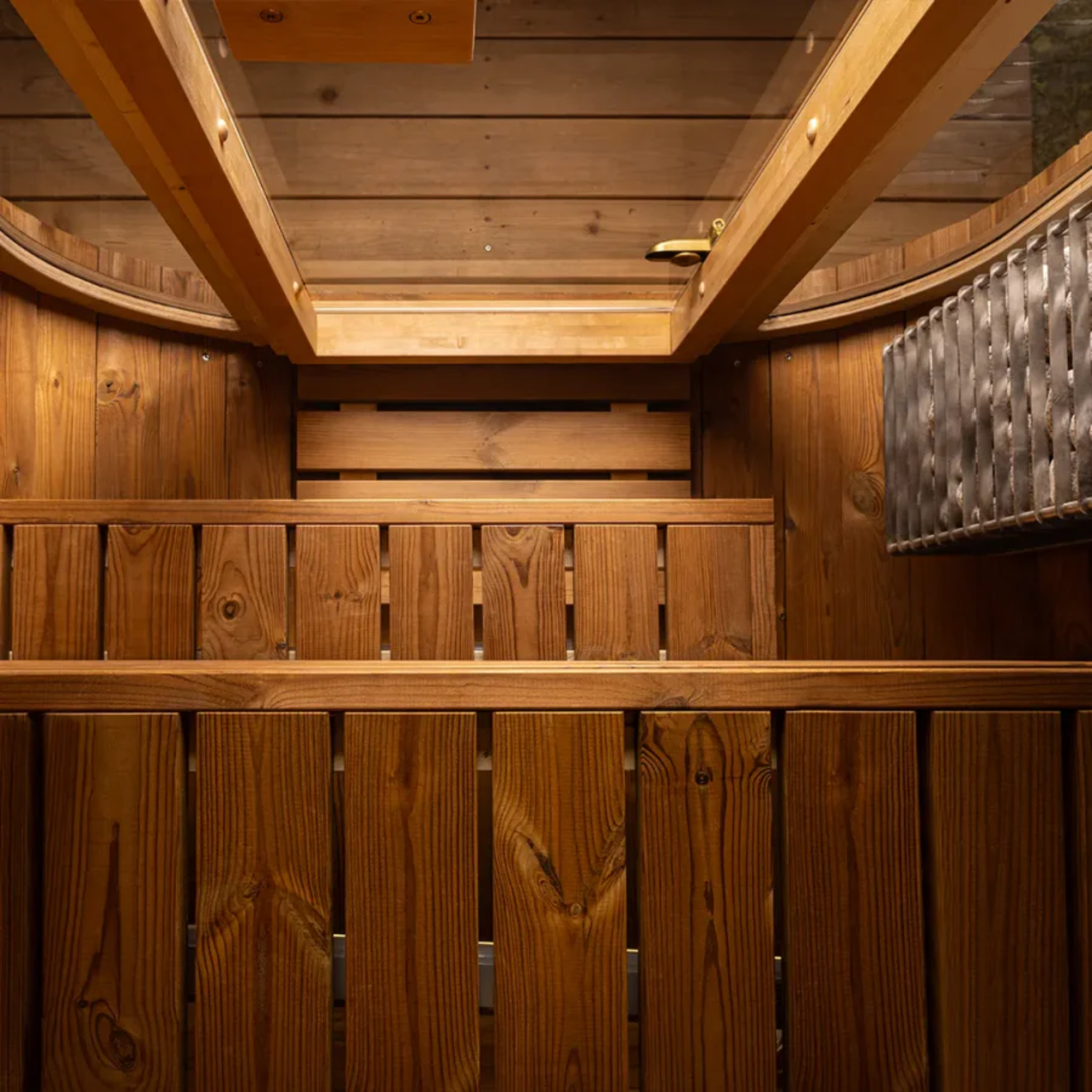 Auris One Luxury Outdoor Cedar Sauna – Interior Bench Seating