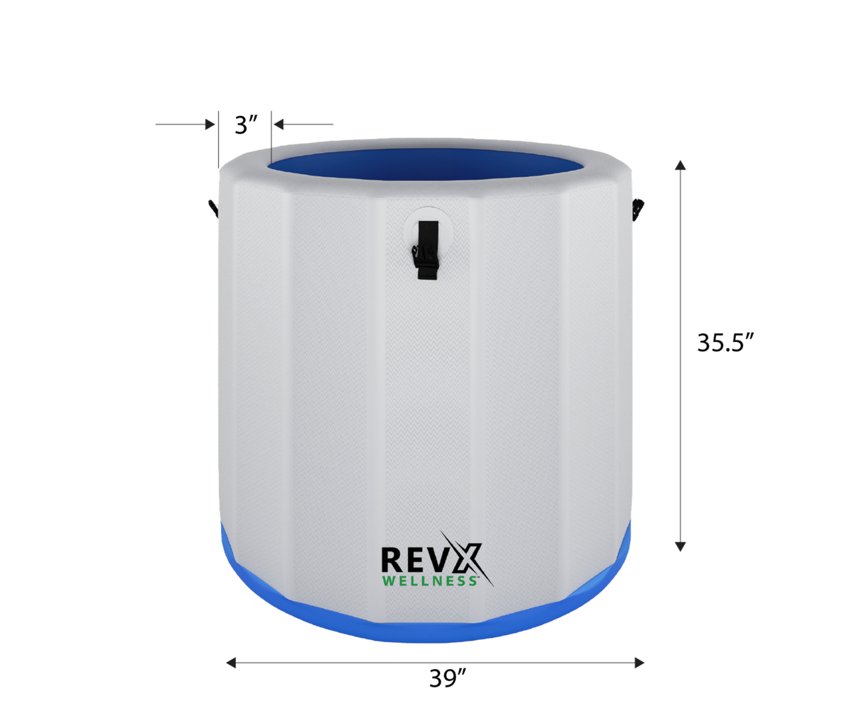 RevX Inflatable Barrel dimensions graphic