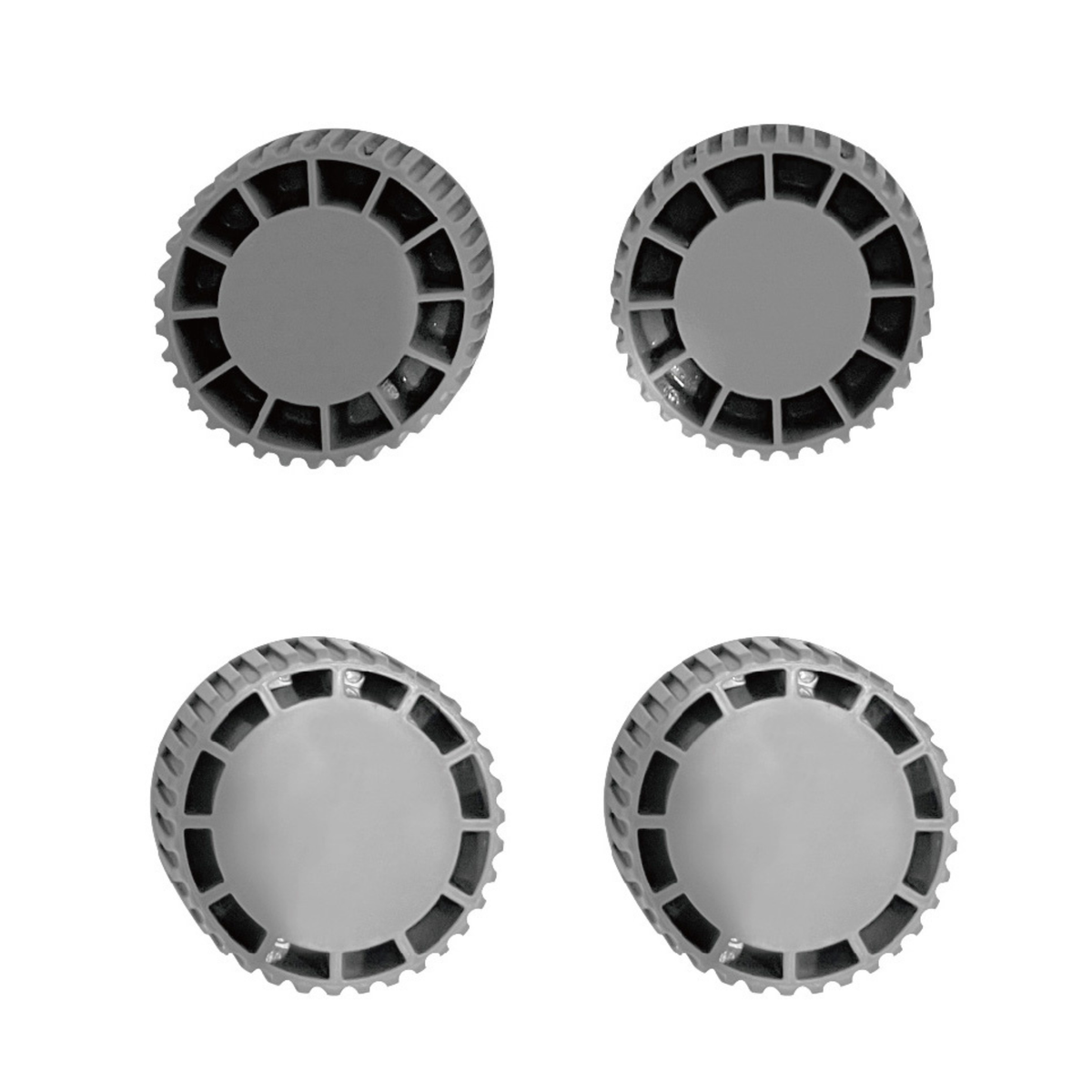 Four gray jet caps for MSPA Cocoon rigid hot tub and spa, designed for effective water circulation and relaxation.