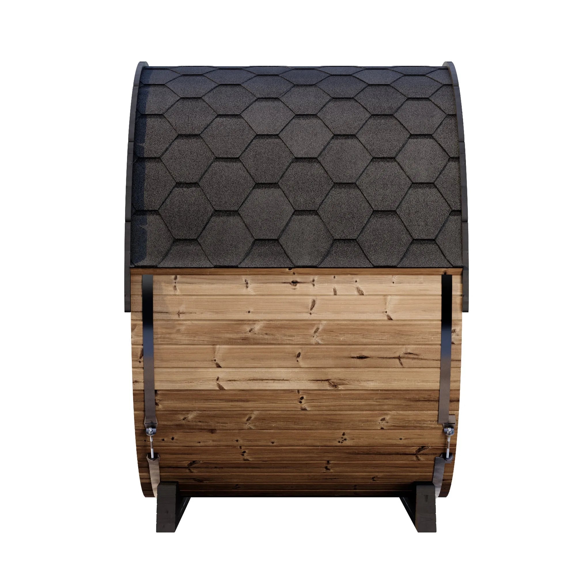 SaunaLife ERGO-Series EE6G Outdoor Barrel Sauna | Full-Glass Front | 4-Person Thermo-Spruce