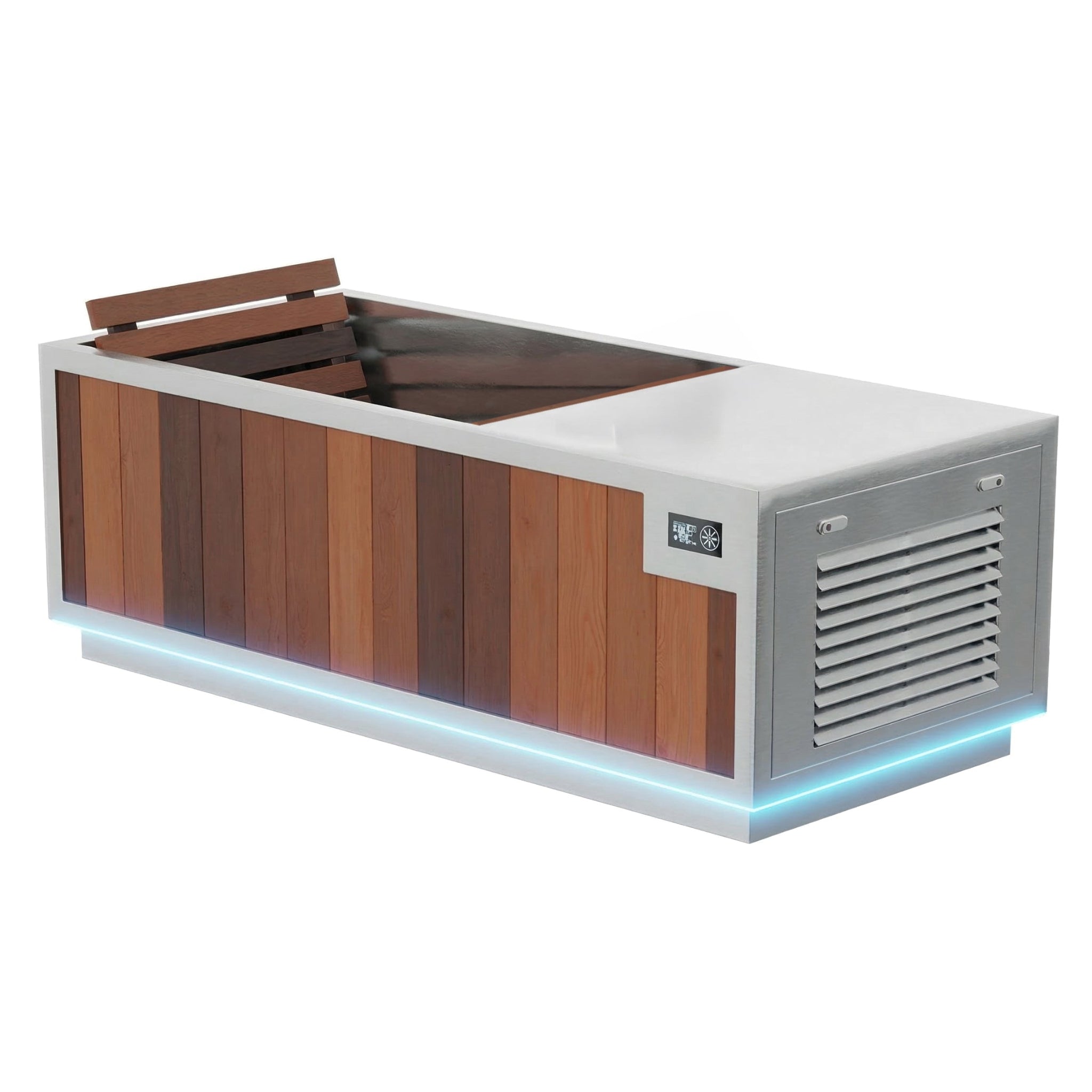 Finnmark rectangular SoulCold plunge tub shown on a plain white background.