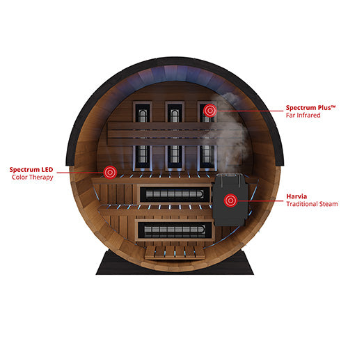 Finnmark FD-6 Combination Barrel Sauna | Infrared + Traditional | Canadian Cedar