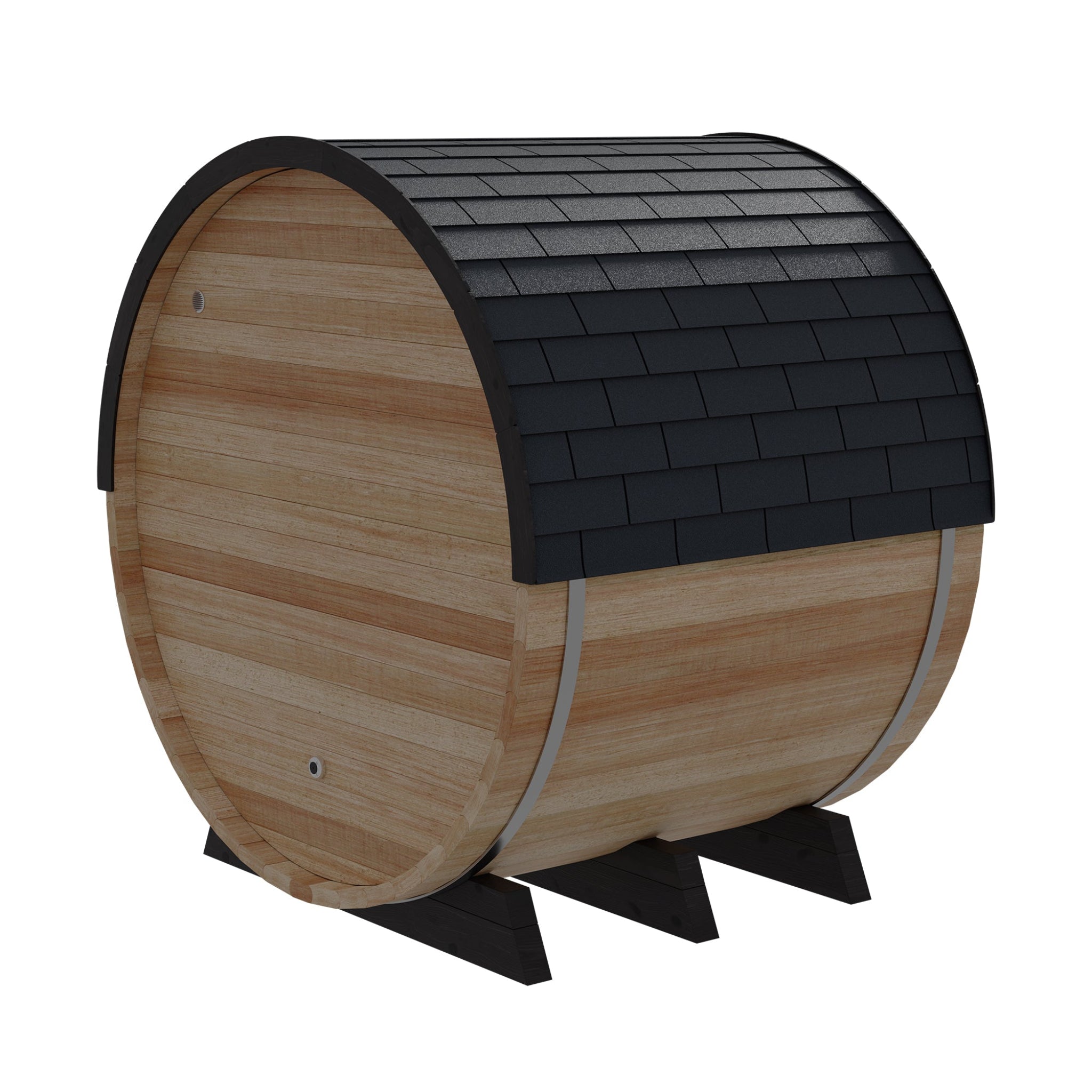 Finnmark FD-7 combination barrel sauna side back view, Thermo-Aspen