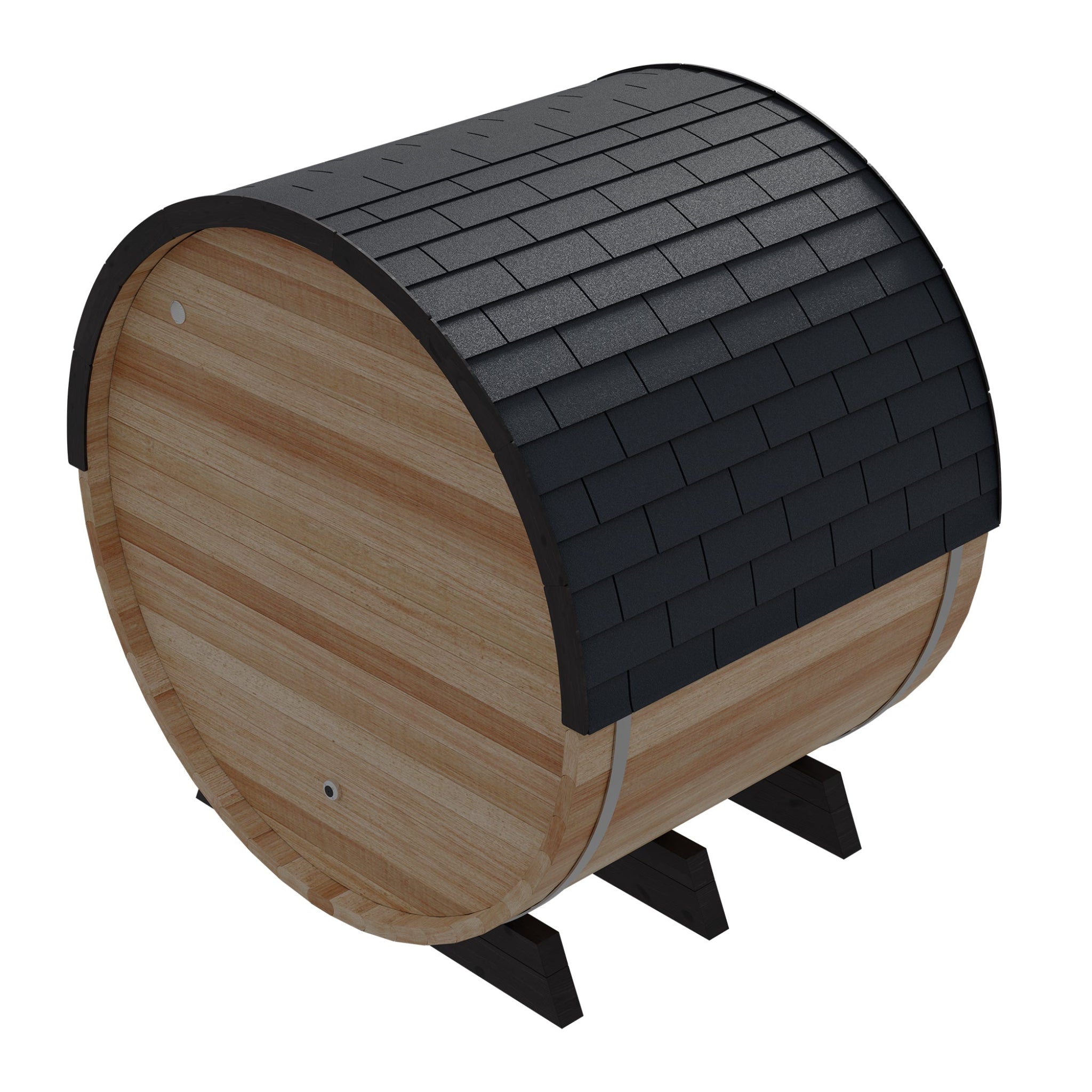 Finnmark FD-7 combination barrel sauna top back angle view, Thermo-Aspen