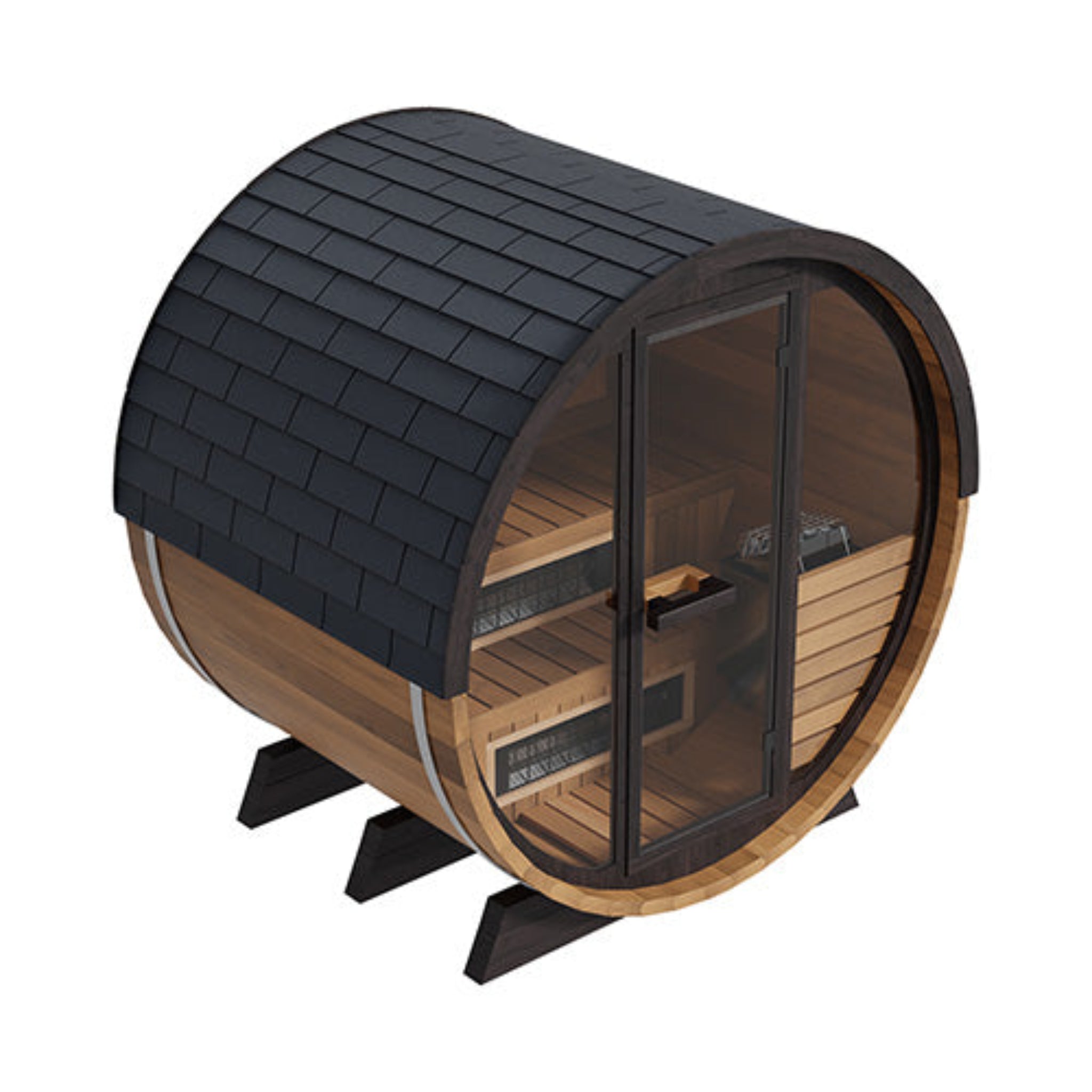 Finnmark FD-6 combination barrel sauna top left angle view