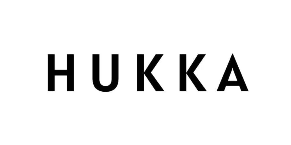 Black 'HUKKA' logo on a white background