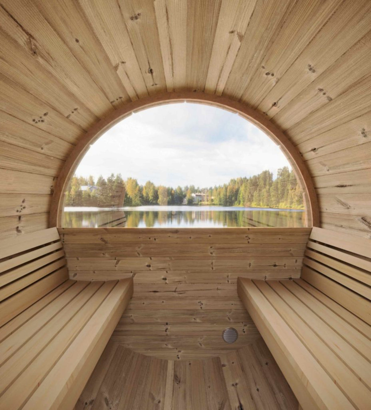 SaunaLife E8WB outdoor barrel sauna rear window