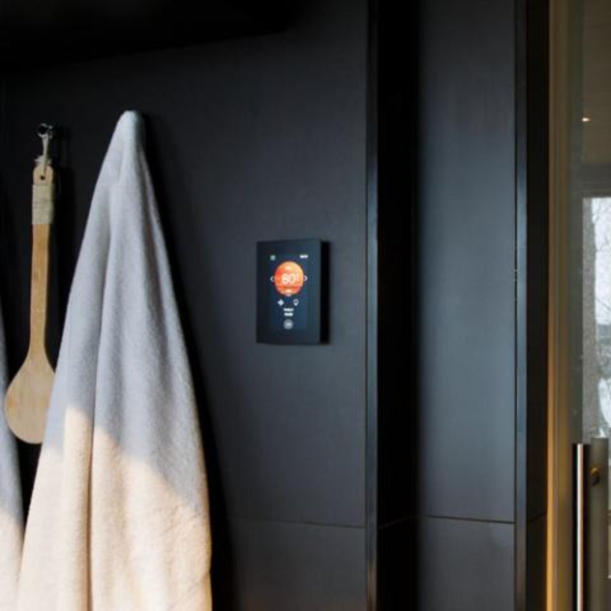 Harvia Fenix FX001XW Wi-Fi Remote Control Panel in Sauna view