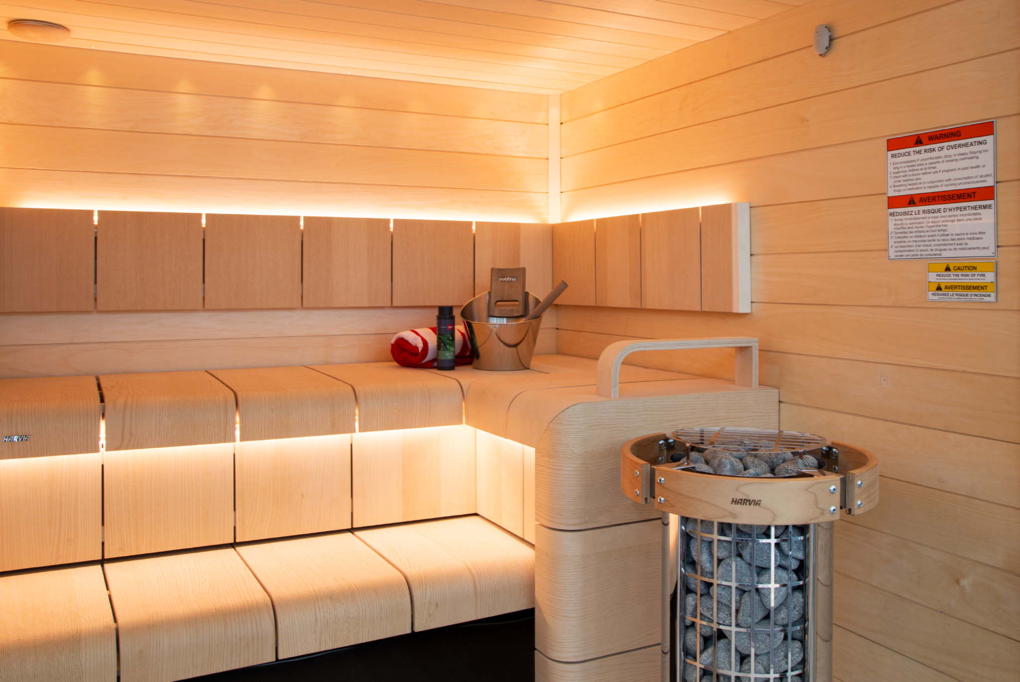 Harvia Cilindro Half PC90 9kW electric sauna heater inside sauna