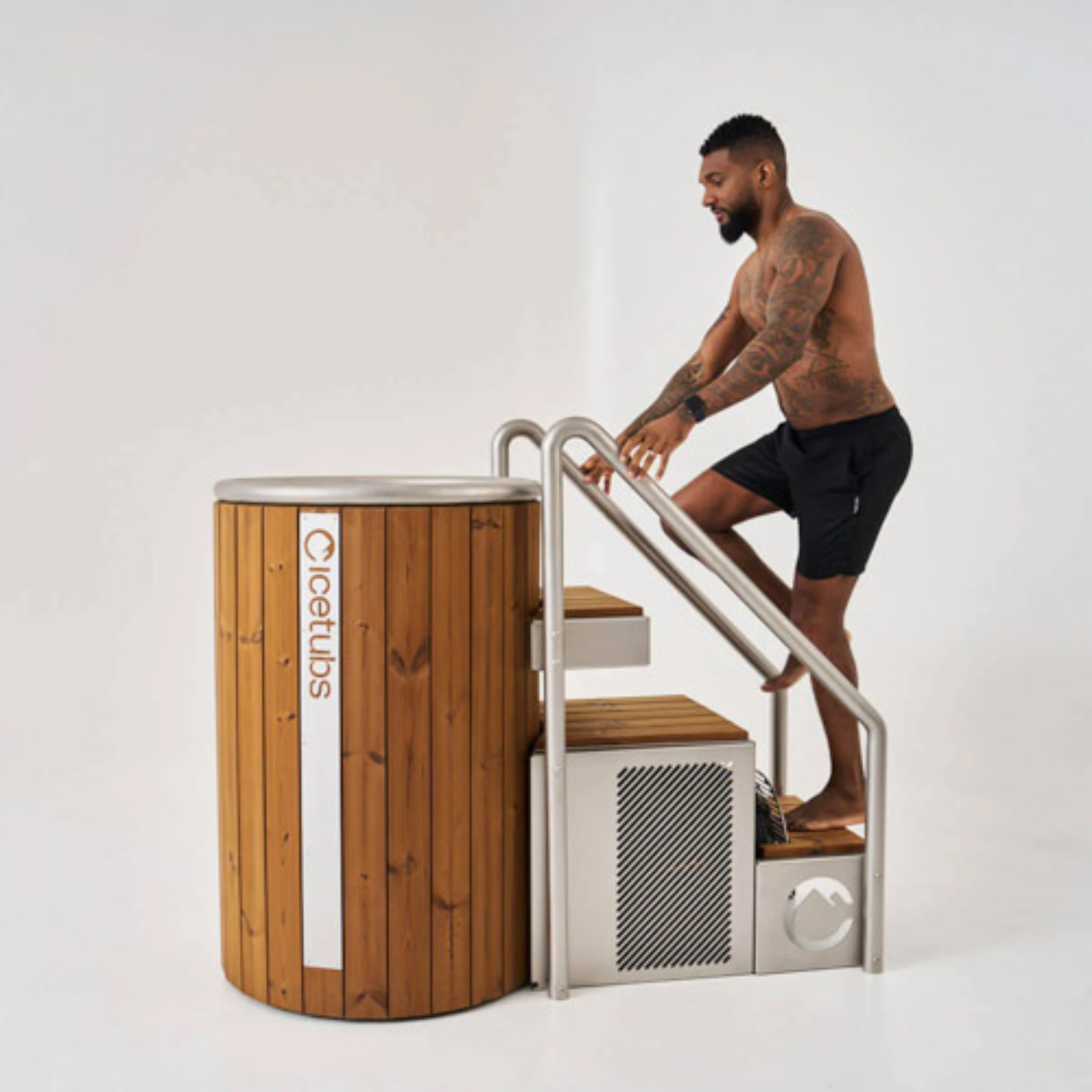 Icetubs IceBarrel Cold Plunge – Thermowood & Stainless Steel Immersion Tub With Stairs