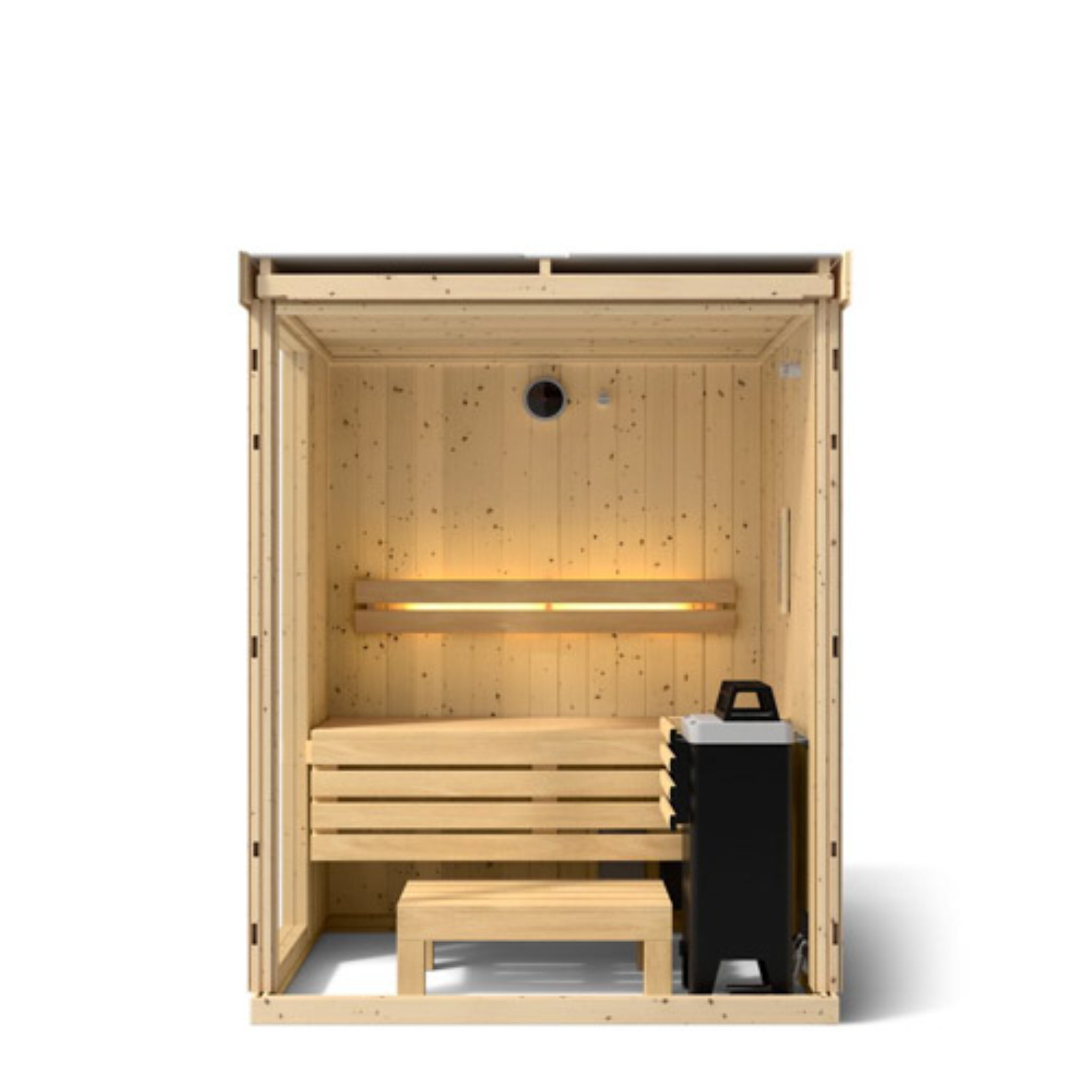Kohler C1 Indoor Sauna Kit – 2-Person Size Front View with FERO Electric Heater