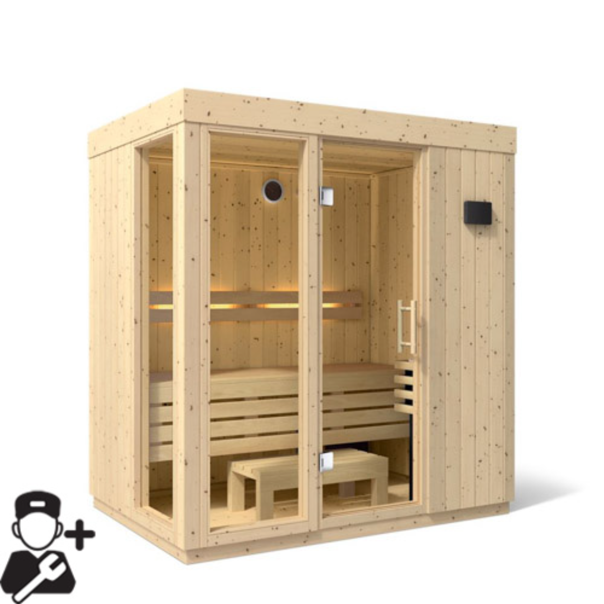 Kohler C1 Indoor Sauna Kit – -Person Size Side View with Installation