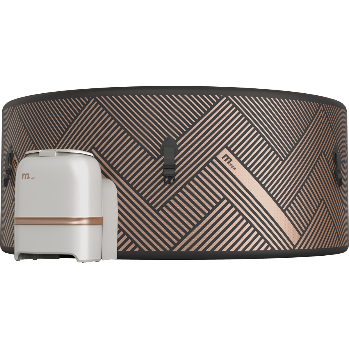MSPA Verto Series rigid hot tub design with stylish geometric pattern and integrated heater.