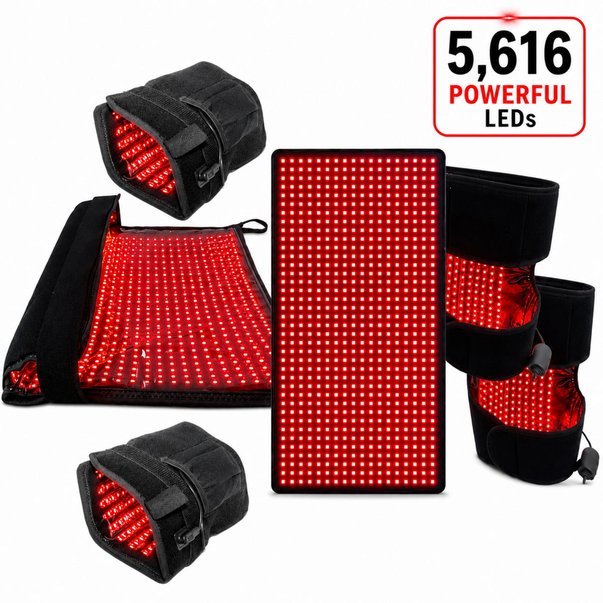 Red Light Pro Devices Nerve & Circulation Support Kit for Hands and Feet | 6 Devices | 5,616 LEDs full kit layout.