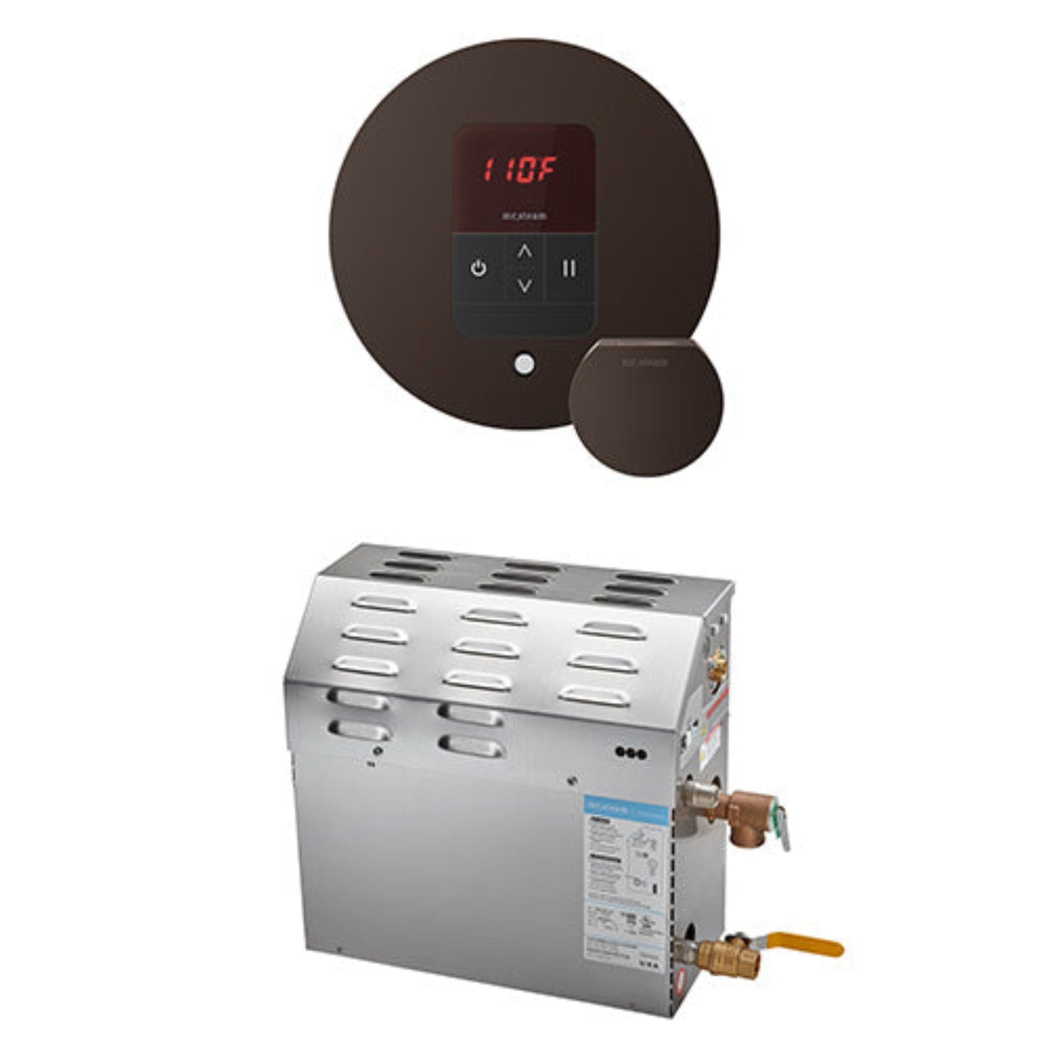 Steam machine and round control panel on a white background