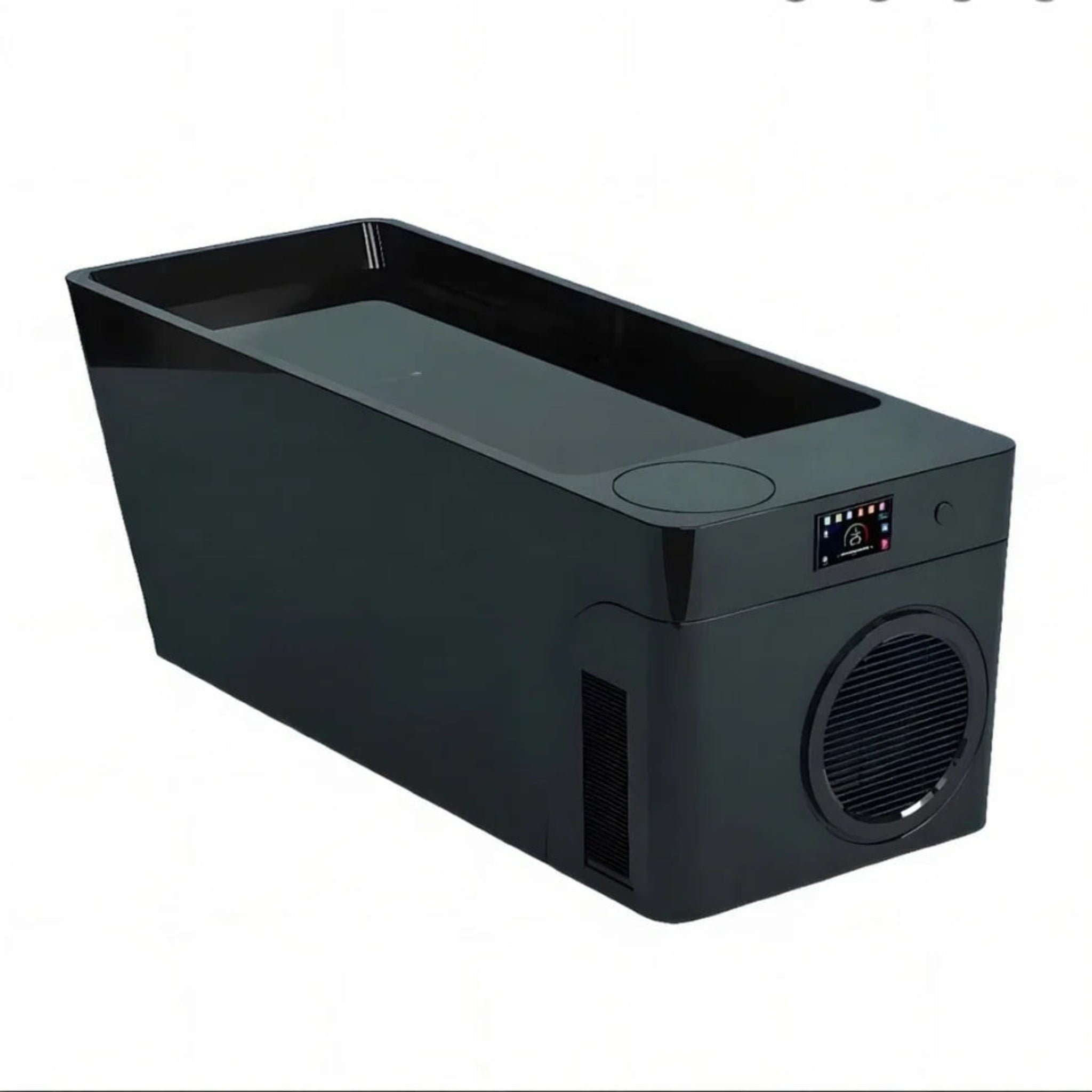 Black Orivon immersion tub on a white background