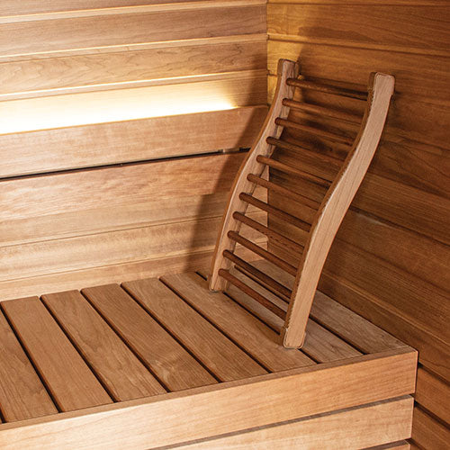 PROSAUNAS S-Shaped Sauna Backrest | Ergonomic Wood Back Support | Pine or Cedar