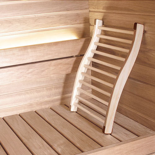 PROSAUNAS S-Shaped Sauna Backrest | Ergonomic Wood Back Support | Pine or Cedar