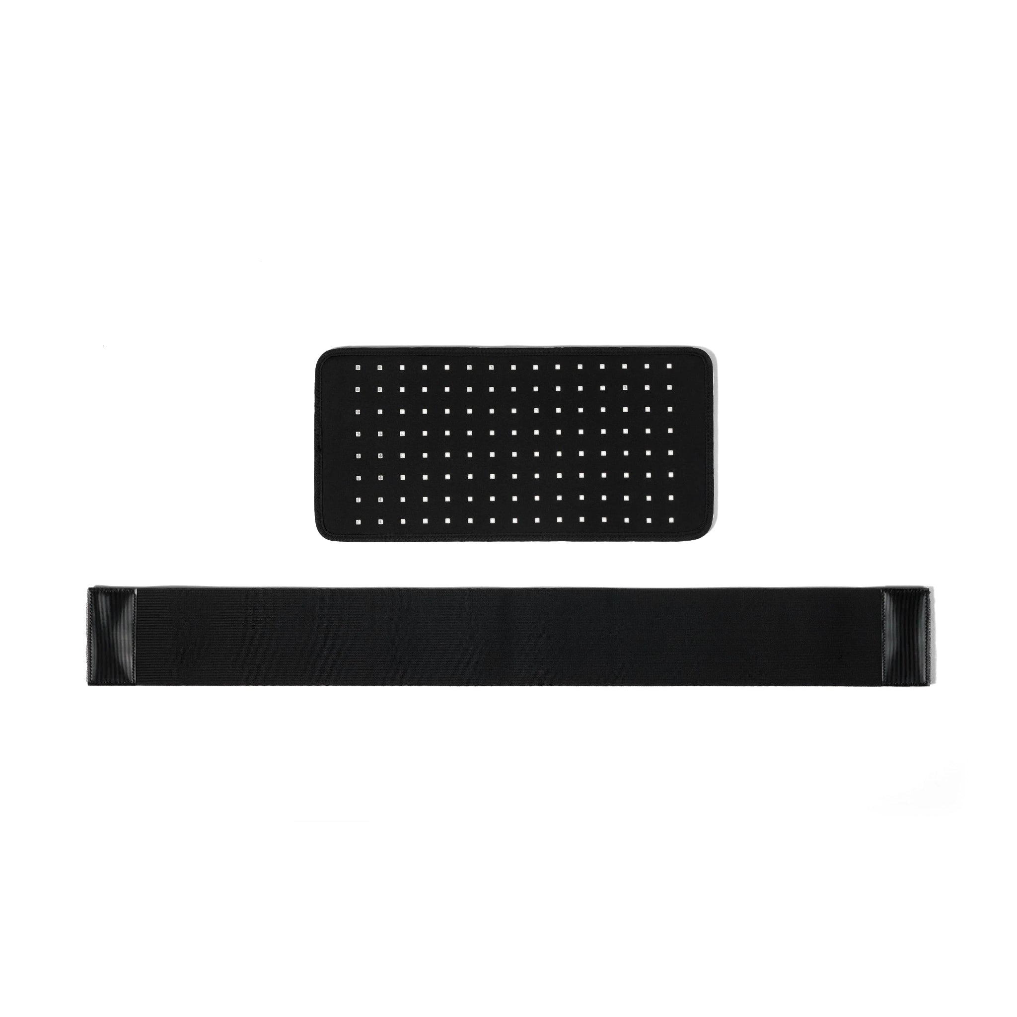 Nicebeam's red light therapy belt parts on a white background