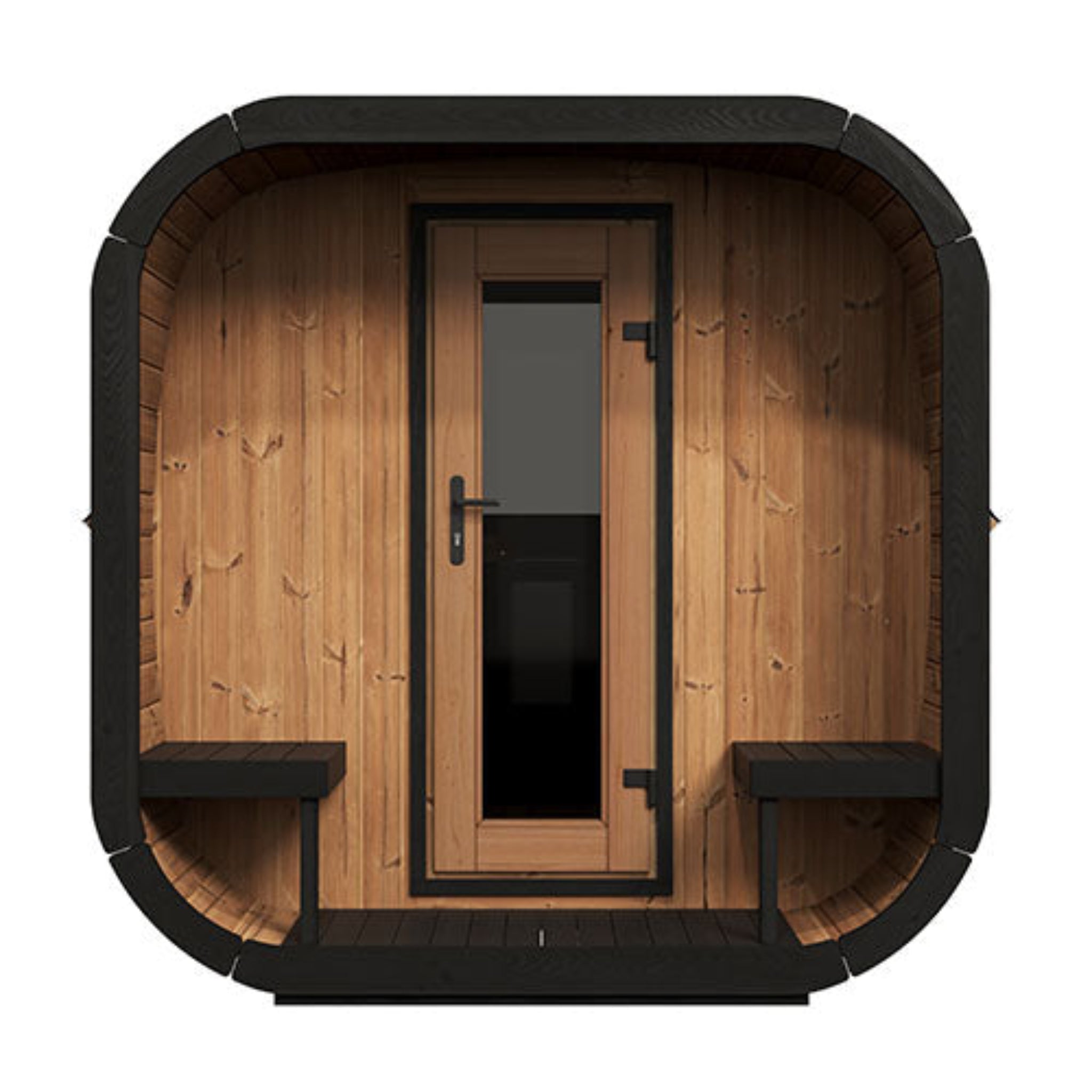 SaunaLife Cube-Series Model CL12GCP 8-Person Outdoor Sauna Suite Kit – Front View