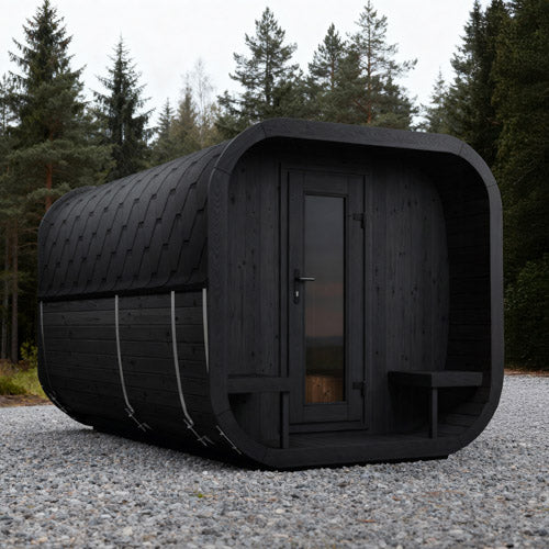 Outdoor Cube Sauna Suite | SaunaLife CUBE-Series CL12GCPB | 8-Person Black