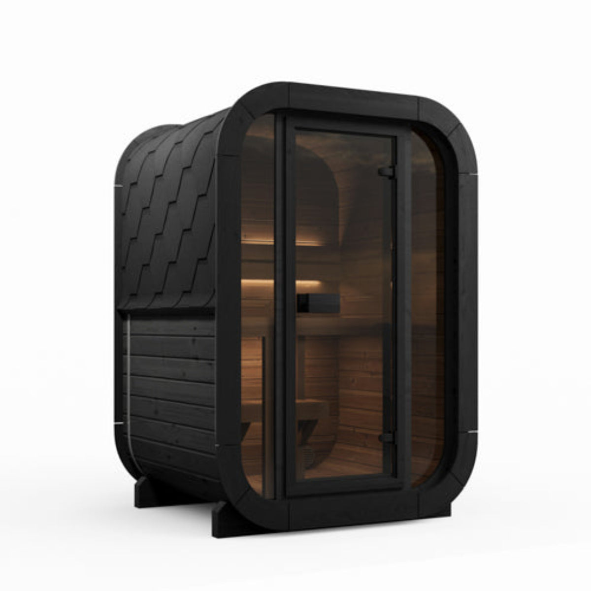 SaunaLife CUBE-Series Model CL3GB Outdoor Cube Sauna on a white backgroud