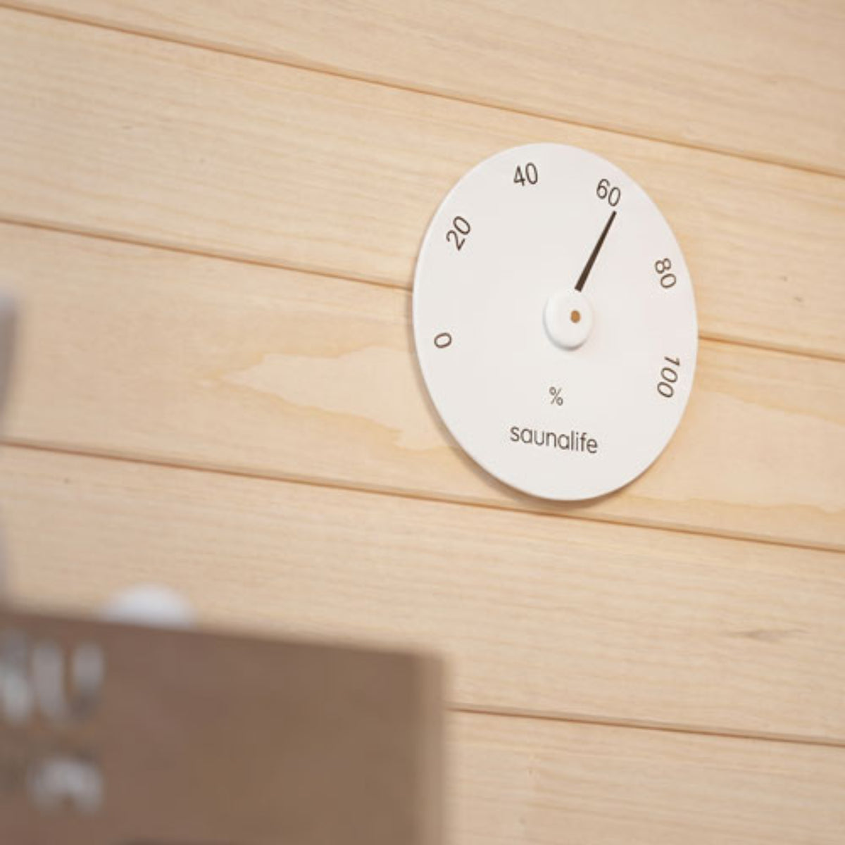 SaunaLife Designer Sauna Hygrometer white on wall