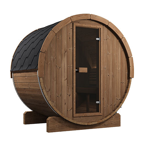SaunaLife ERGO-Series Model E6 Outdoor Barrel Sauna | 3-Person | Thermo-Spruce