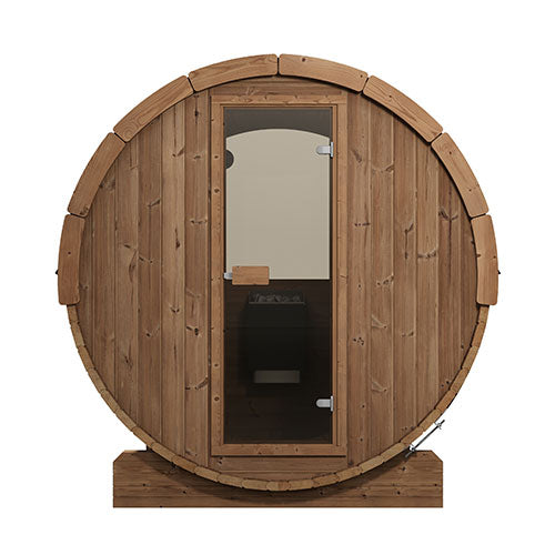 SaunaLife ERGO-Series Model E6W Outdoor Barrel Sauna with Window | 3-Person | Thermo-Spruce
