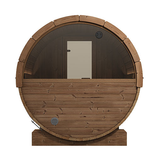 SaunaLife ERGO-Series Model E6W Outdoor Barrel Sauna with Window | 3-Person | Thermo-Spruce