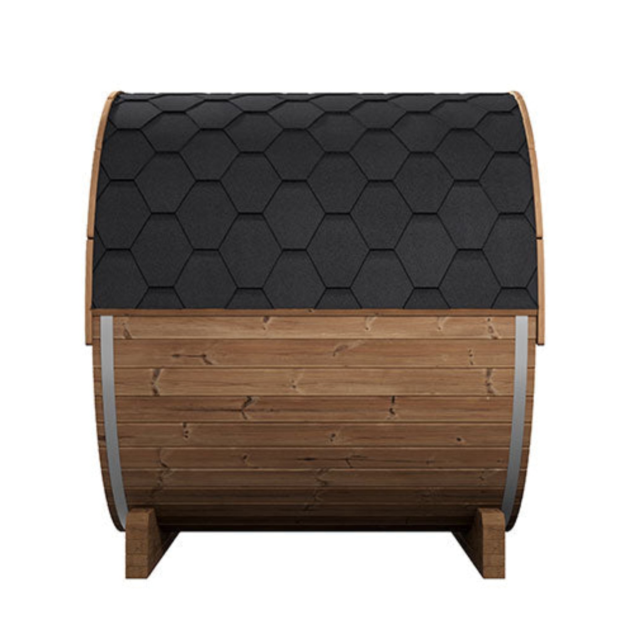 SaunaLife ERGO-Series Model E7 Outdoor Barrel Sauna – Side Exterior View