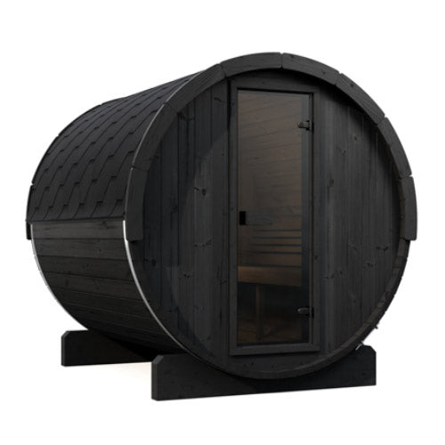 Outdoor Barrel Sauna | SaunaLife ERGO-Series E8B | 6-Person Black