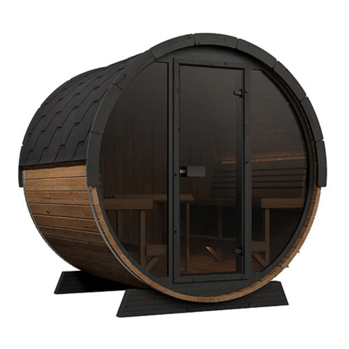 SaunaLife Ergo Elegance-Series Model EE8G Outdoor Barrel Sauna on a white background