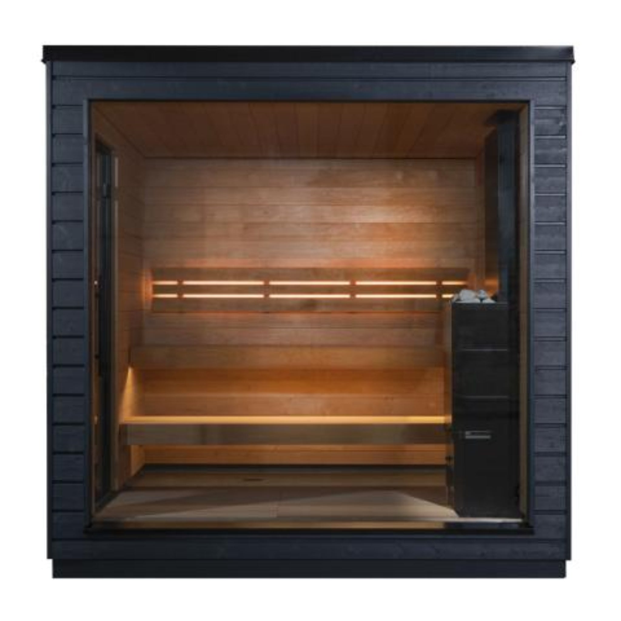 SaunaLife Model G6 pre-assembled outdoor sauna front view