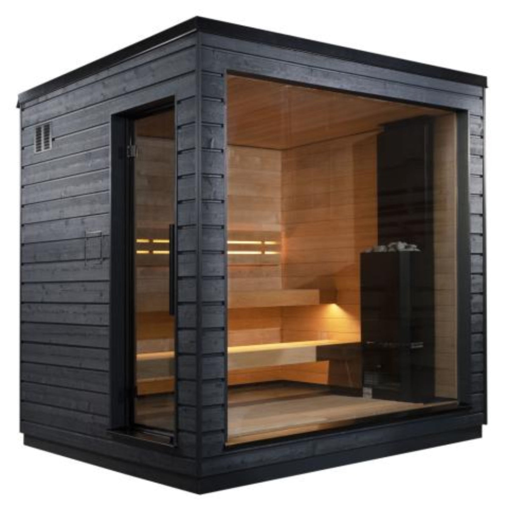 SaunaLife Model G6 pre-assembled outdoor home sauna side view