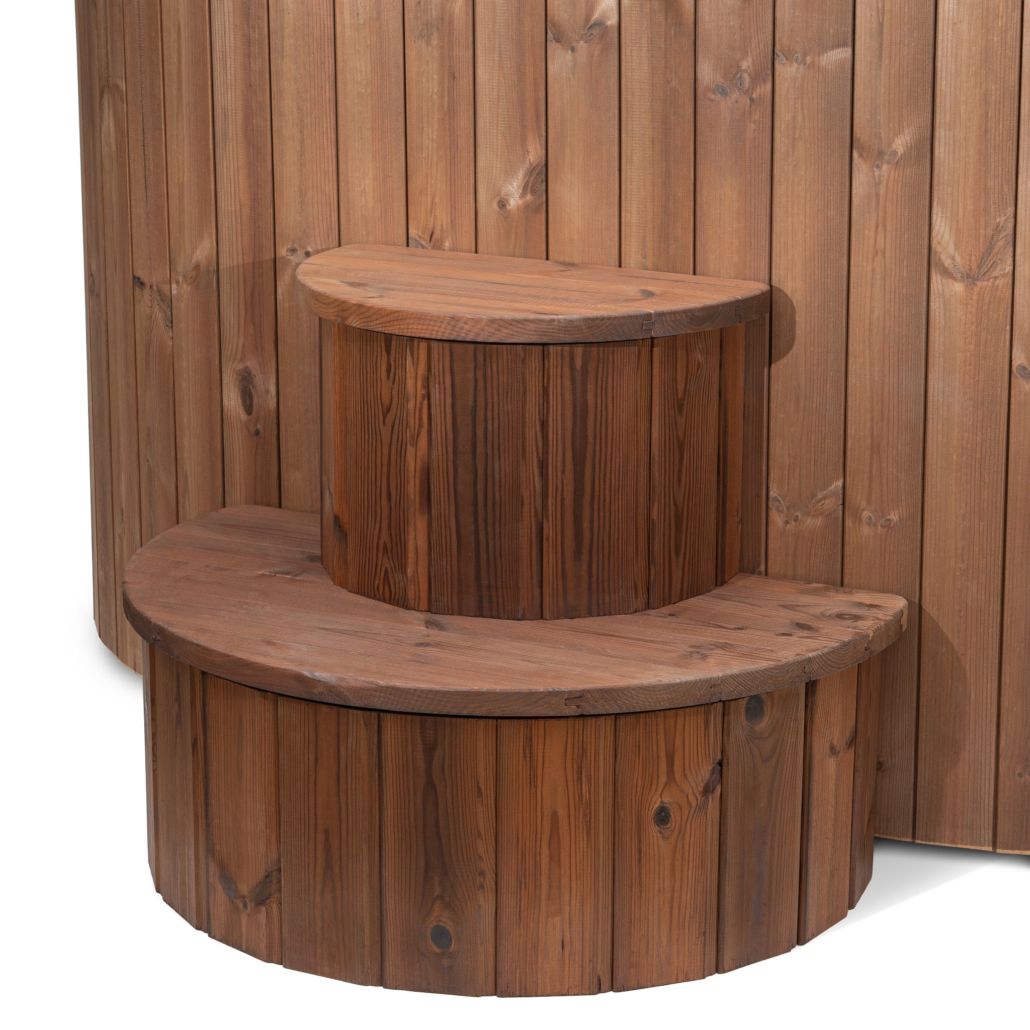 wooden step with round design for SaunaLife Model S2NC