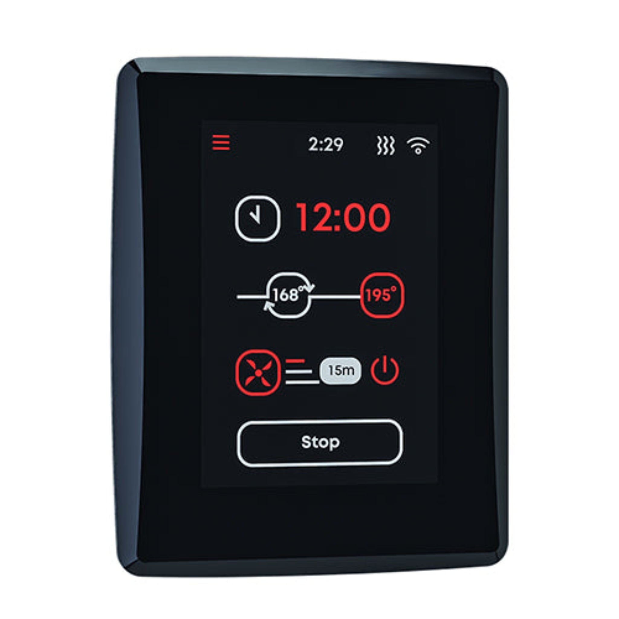 Saunum IQ Digital display with time and temperature settings on a white background