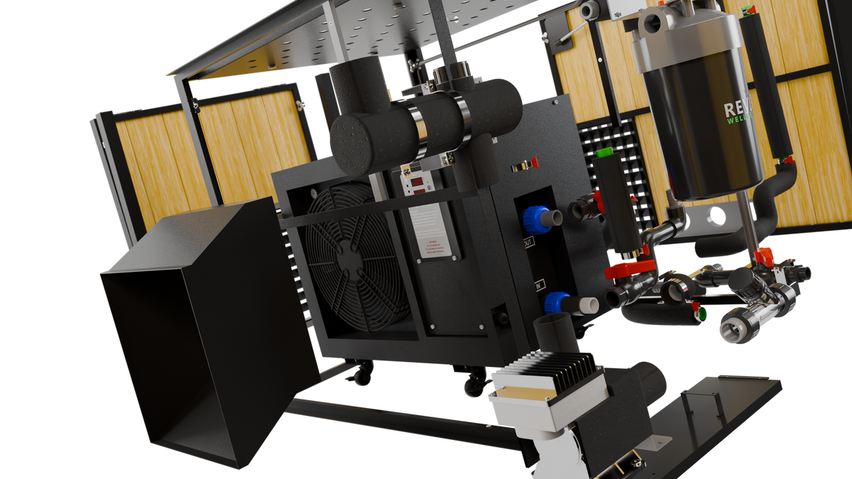 RevX LUX cabinet internal components shown in an exploded view