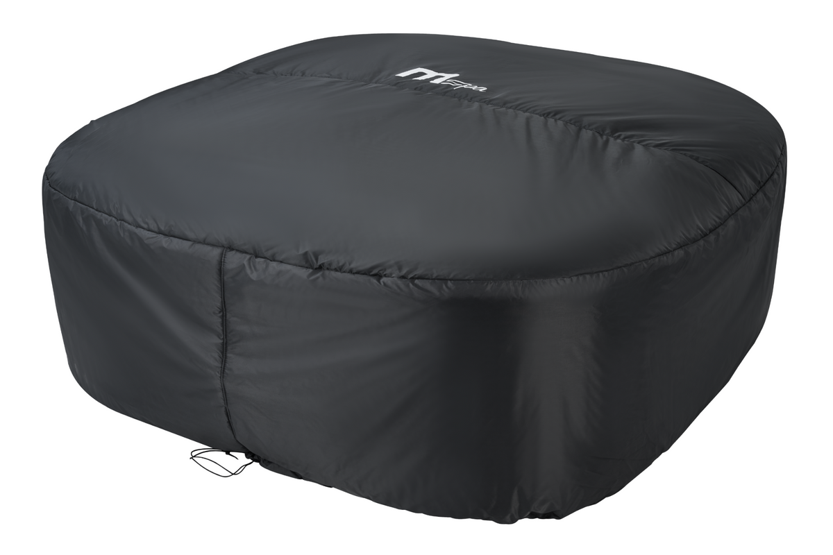 Mspa Black hot tub cover with a brand logo on a white background